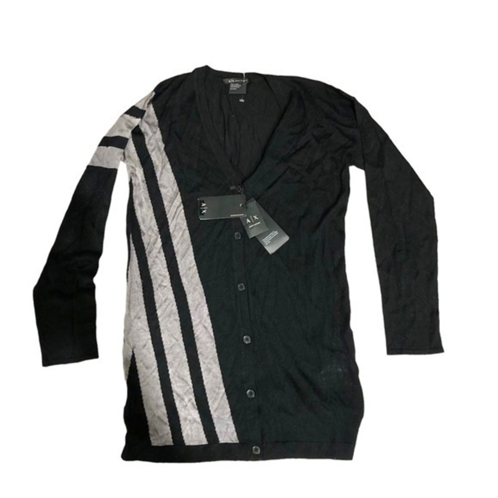 Armani exchange black wool blend cardigan sweater